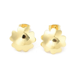 Flower Flower/Round Rack Plating Brass Stud Earring, Long-Lasting Plated, Flower, 13.8x14.5mm