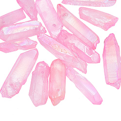 Rose Nacré 2 brins de perles de cristal de quartz naturel électrolytiques, nuggets, teint, 16~36x5~8x5~8mm, Trou: 1.5mm, Environ 15 pcs/chapelet, 4 pouce