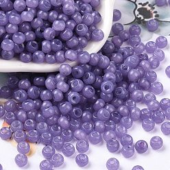 Medium Slate Blue 6/0 Imitation Jade Glass Seed Beads, Luster, Dyed, Round, Medium Slate Blue, 4x3mm, Hole: 1.2mm, about 7500pcs/pound