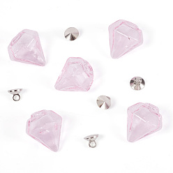 Pink Наборы для самостоятельного изготовления подвесок из стеклянных бутылок с бриллиантами, включая латунные бусины-подвески, розовые, 16~17x15~15.5x13.5~14.5 мм, отверстие : 2.5~5 мм