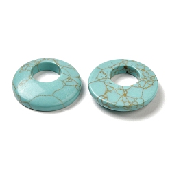 Synthetic Turquoise Synthetic Green Turquoise Pendants, Donut/Pi Disc Charms, 27.5~28x4.5~5.5mm