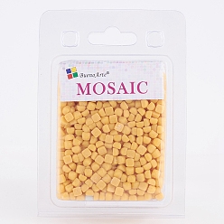Navajo White Glass Mosaic Tiles Cabochons, for Crafts Art, Imitation Jade, Square, Navajo White, 4.8x4.8x3.5mm, about 200g/box