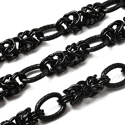 Черный 304 византийские цепи из нержавеющей стали, несварные, вакуумное покрытие pvd, чёрные, 13x8~8.5x2 мм