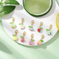 Золотой Кулон из полимерной глины ручной работы, фрукты с листьями, Сплав с застежками когтя омара, золотые, 26~28 мм