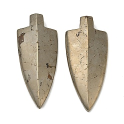 Pyrite Pendentifs en pyrite naturelle en pointe de flèche, 51~53x22~24x8~9mm, Trou: 1mm