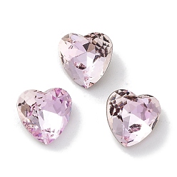 Светло-Персиковый Стеклянные стразы кабошоны, точка назад и задняя пластина, граненые, сердце, светлый персик, 8x8x4.5 мм