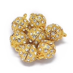 Настоящее золото 18K Магнитные застежки из металлического сплава с петлями, сильный магнит n 45, со стразами классом a , долговечный, круглые, реальный 24 k позолоченный, 18x12 мм, отверстие : 1.6 мм