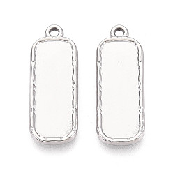 Нержавеющая Сталь Цвет 304 Настройки кабошон из нержавеющей стали кулон, прямоугольник амулеты, цвет нержавеющей стали, 28.5x10.5x2 мм, отверстие : 1.8 мм, лоток : 23x8 мм