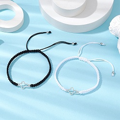 (52) Непрозрачная лаванда 2шт. 2 цвета крест сплав соединитель подвески плетеные браслеты, регулируемые браслеты из нейлона, разноцветные, внутренний диаметр: 2-1/8~3-1/8 дюйм (5.5~8 см), 1 шт / цвет