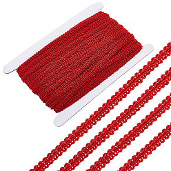 Красный 27.5ярдов полиэстеровой кружевной ленты, аксессуары для одежды, с картой дисплея 1pc картона, красные, 1/4 дюйм (7 мм)