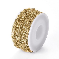 Golden Ion Plating(IP) 304 Stainless Steel Cable Chains, Satellite Chains, Soldered, with Spool, Rondelle Beads, Golden, 2.5x2x0.5mm, about 32.81 Feet(10m)/Roll