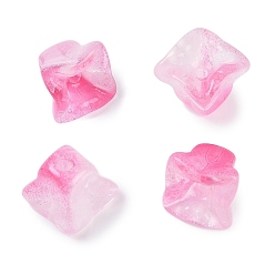 Ярко-Розовый Прозрачная аэрозольная краска стеклянные шарики, цветок, ярко-розовый, 10.5x10.5x10.5 мм, отверстие : 1.6 мм