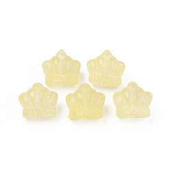 Yellow Transparent Glass Beads, Crown, Yellow, 12x14x8.5mm, Hole: 1mm