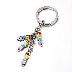 Разноцветный Брелок с эмалью из сплава платины и цинка, любить, красочный, 105x8 мм