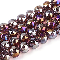 Сэнди Коричневый Нити из прозрачных круглых бусин с цветным покрытием ab, граненые, песчаный коричневый, 7.5~8.5x7~7.5 мм, отверстие : 1.2~1.6 мм, около 25~26 шт / нитка, 6.89~7.48'' (17.5~19 см)