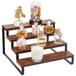 Coconut Marrón Estante rectangular de almacenamiento de madera y hierro de varias capas, coco marrón, 4 mm