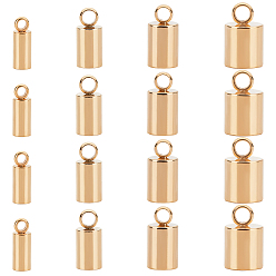 Golden 304 Stainless Steel Cord Ends, End Caps, Column, Golden, 8~10x3~6mm, Hole: 1.2~2mm, 24pcs/box