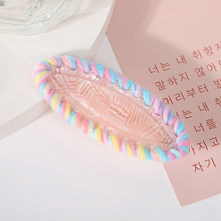 Pink Овальные заколки для волос из кожи аллигатора из ацетата целлюлозы и шерстяной пряжи, аксессуары для волос для женщин и девушек, розовые, 73x31 мм