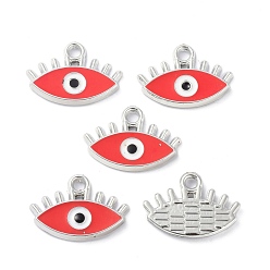 Red CCB Plastic Enamel Pendants, Evil Eye, Red, 14.5x21x2.5mm, Hole: 2.2mm