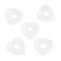 Хрусталь Натуральный кристалл кварца европейский бисер, бусины из горного хрусталя с крупным отверстием в форме сердца, 15x15~15.5x4.5~5 мм, отверстие : 6 мм