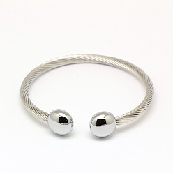 Нержавеющая Сталь Цвет Устойчивые к потускнению 304 браслеты из нержавеющей стали, манжеты браслеты, с плоской круглой фурнитурой, цвет нержавеющей стали, 1/8 дюйм (0.4 см), внутренний диаметр: 2-1/8 дюйм ~ 2-1/4 дюйм (5.3~5.8 см)