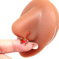 Бабочка 316l Хирургическое кольцо для носа из нержавеющей стали с кубическим цирконием и подвесками, золотые, бабочка, 80 мм