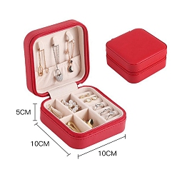 Красный Кожа для искусственной кожи, органайзер для ювелирных изделий, для ожерелья, Кольца, серьги и подвески, квадратный, красные, 10x10x5 см
