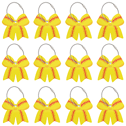 Желтый 12шт. ПВХ бирки для багажа в виде бантиков, с металлическим кольцом, желтые, 94 мм