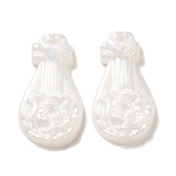 White Acrylic Pendant, Imitation Shell, Musical Instruments, White, 28x15x4mm, Hole: 1.5mm