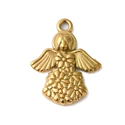Настоящее золото 18K Ионное покрытие (ip) 304 подвески из нержавеющей стали, ангельские прелести, реальный 18 k позолоченный, 21x17x3 мм, отверстие : 1.6 мм
