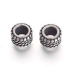 Antik Silber Farbe 304 Edelstahlkugeln, Rondell, Antik Silber Farbe, 9x6.5 mm, Bohrung: 5 mm