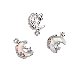 Луна Стеклянные подвески, со сплавочной фурнитурой, платина, прозрачные, луна, 16x10 мм