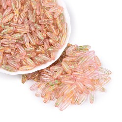 Saumon Clair Perles de verre transparentes Picasso, trou rond, ovale, saumon clair, 12.5~13x4~4.5mm, Trou: 0.9~1mm, environ 1360 pcs / livre