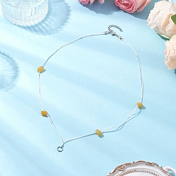 Топаз Нефрит Изготовление ожерелий из бусин из натурального топаза и нефрита с 304 соединительными кольцами из нержавеющей стали и нейлоновой нитью, цвет нержавеющей стали, 18.90~19.69 дюйм (48~50 см)