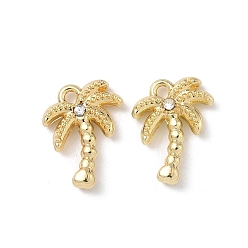 Золотой Подвески из сплава и страза, очарование кокосового дерева, без свинца и без кадмия, стойки покрытие, золотые, 16.5x12x3.5 мм, отверстие : 1.6 мм