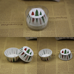 Рождественская елка Бумажные стаканчики для выпечки, рифленая формочка для кексов, Новогодняя тема, аксессуары для выпечки, колонка, узор Рождество дерево, 75x35 мм, о 100 шт / комплект