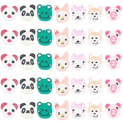 Mixed Color 350 Pcs 7 Style Animal Theme Handmade Polymer Clay Cabochons, Polymer Clay Slices for Resin Crafts & DIY Projects, Fox & Bear & Bear & Dog & Rabbit, Mixed Color, 50pcs/style