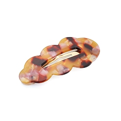 (932FM) Темно-синий аква-матовый с подкладкой Заколки для волос из ацетата целлюлозы с железными кнопками, слеза, темно-золотистые, 60 мм