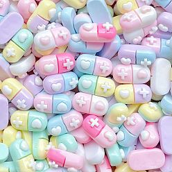 Oval Непрозрачные кабошоны из смолы, разноцветные, таблетка, 15x7x6.5 мм