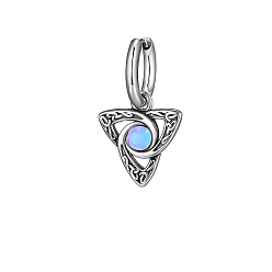 Треугольник Крюк из нержавеющей стали серьги, античное серебро, треугольные, 31.5x17.6 мм