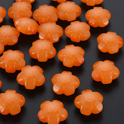 Dunkelorange Nachahmung Gelee Acrylperlen, Blume, facettiert, dunkelorange, 17x17.5x10 mm, Bohrung: 2 mm, ca. 340 Stk. / 500 g