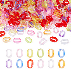 Gemischte Farbe 400Stück transparente Acryl-Verbindungsringe, Quick-Link-Anschlüsse, zur Herstellung von Kabelketten, ellipsenförmige, Gemischte Farbe, 15.5x11x6 mm, Innendurchmesser: 4.5x10.5 mm