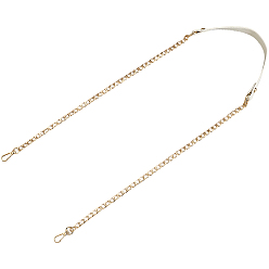 Белый Цепочки для сумок через плечо из искусственной кожи и сплава, Сплав с застежками, золотой свет, белые, 1175x19x2.5 мм