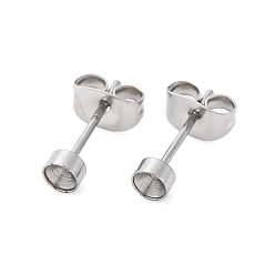 Нержавеющая Сталь Цвет 304 Выводы серьги из нержавеющей стали шпилька, с петлей и ушной гайкой / серьгами, цвет нержавеющей стали, 3.5x13 мм, отверстие : 3 мм, штифты : 0.8 мм