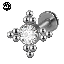 Rhombus G23 титановые безрезьбовые лабреты, со стразами для женщин, цвет нержавеющей стали, ромб, 6 мм