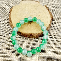 Средний Морско-зеленый Стеклянная имитация натурального агата круглые бусины браслеты из эластичного бисера, средний морской зеленый, 2-3/8 дюйм (6 см)