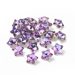 Plum Electroplate Glass Charms, Faceted, Star, Plum, 13x13.5x7mm, Hole: 1.2mm