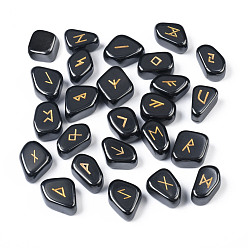 Немагнитные Гематит Немагнитные резные бусины из синтетического гематита, упавший камень, камень гадания, самородки с рунами / футарк / футорк, нет отверстий / незавершенного, 22~30x16~23x8.5~12.5 мм, 25 шт / комплект