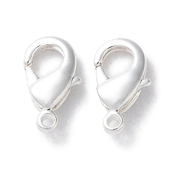Серебро Стойки обшивки латунь когтя омара застежками, долговечный, без свинца и без кадмия, серебряные, 10x5.5x2 мм, отверстие : 1 мм