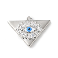 Платина Реечное покрытие латунь микропаве кубический цирконий эмаль подвески, Злые чары глаз, платина, 15.5x21.5x2.5 мм, отверстие : 1.4 мм